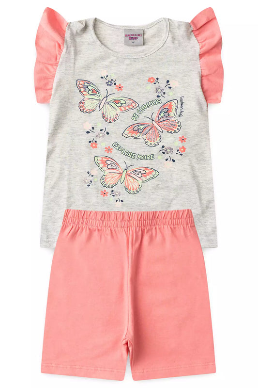 Conjunto de Verão para Menina Borboleta  Mescla