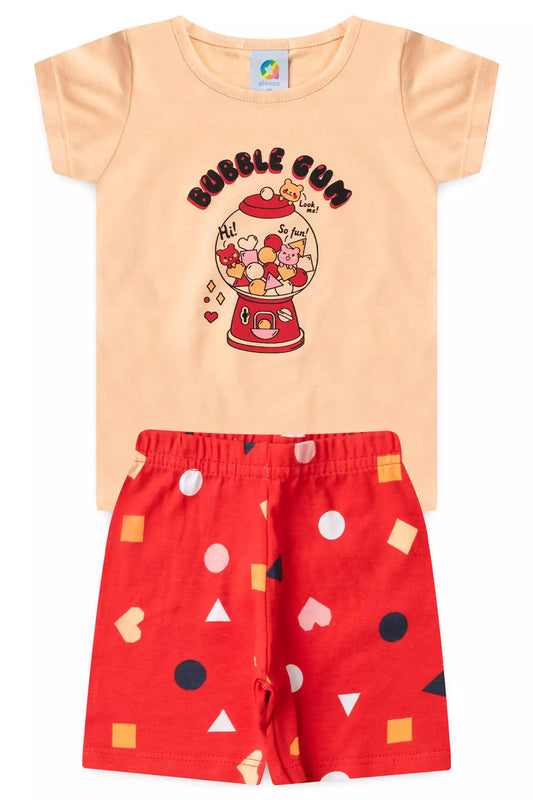 Conjunto de verão para Menina Bubble Gun Salmão