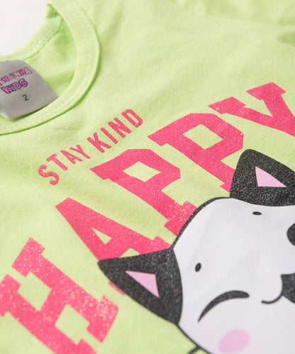 Conjunto de Verão para Menina Cat Verde