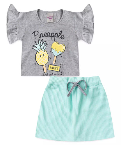 Conjunto de Verão para Menina Coração Mescla