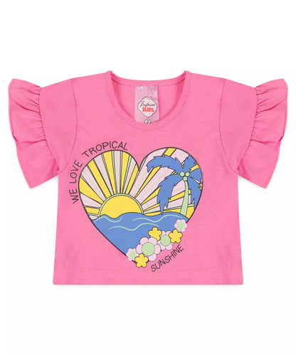 Conjunto de Verão para Menina Coração Rosa