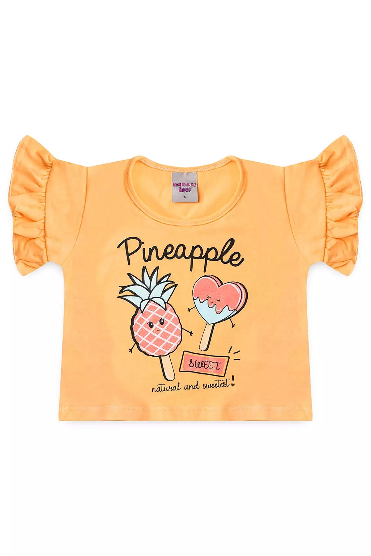 Conjunto de Verão para Menina Coração Salmão