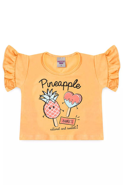 Conjunto de Verão para Menina Coração Salmão