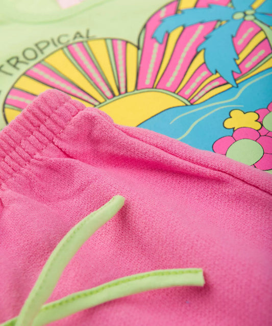 Conjunto de Verão para Menina Coração Verde