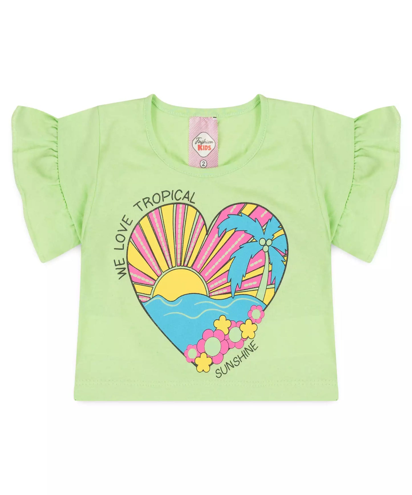 Conjunto de Verão para Menina Coração Verde