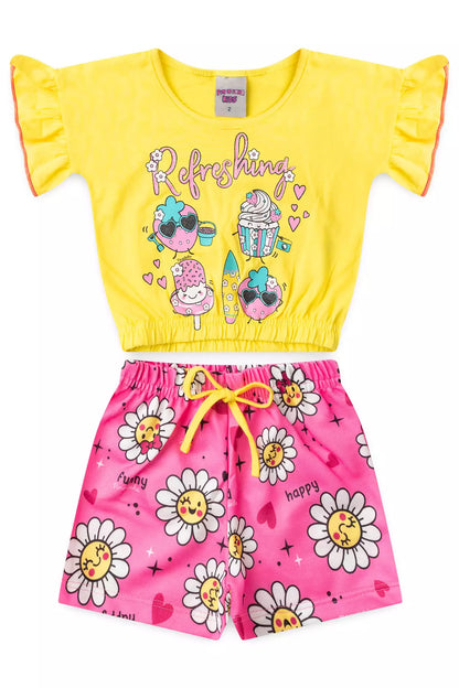 Conjunto de Verão para Menina Cupcake Amarelo
