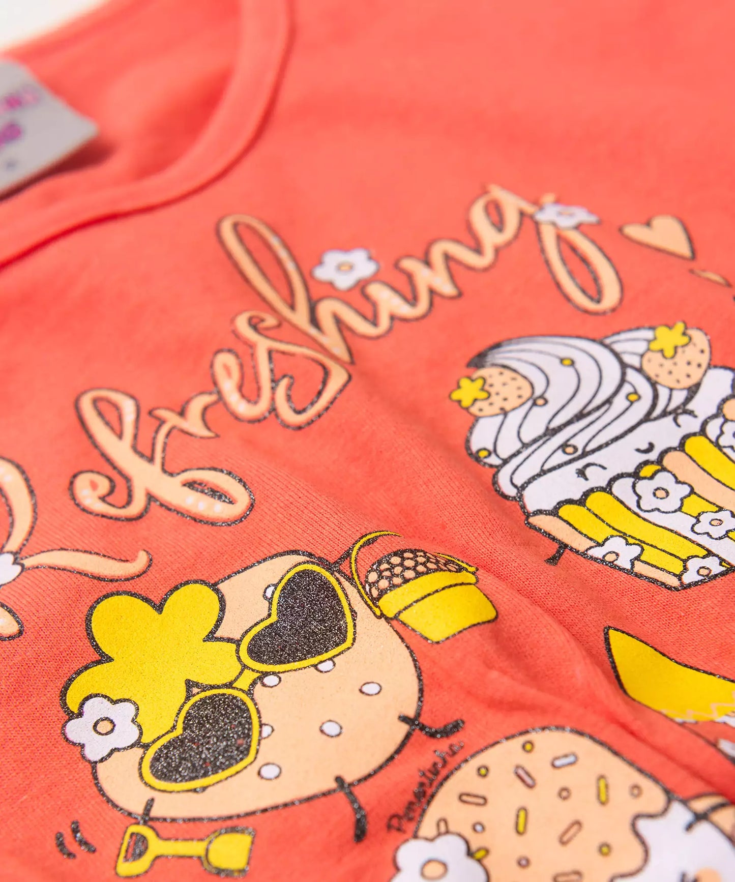 Conjunto de Verão para Menina Cupcake Salmão