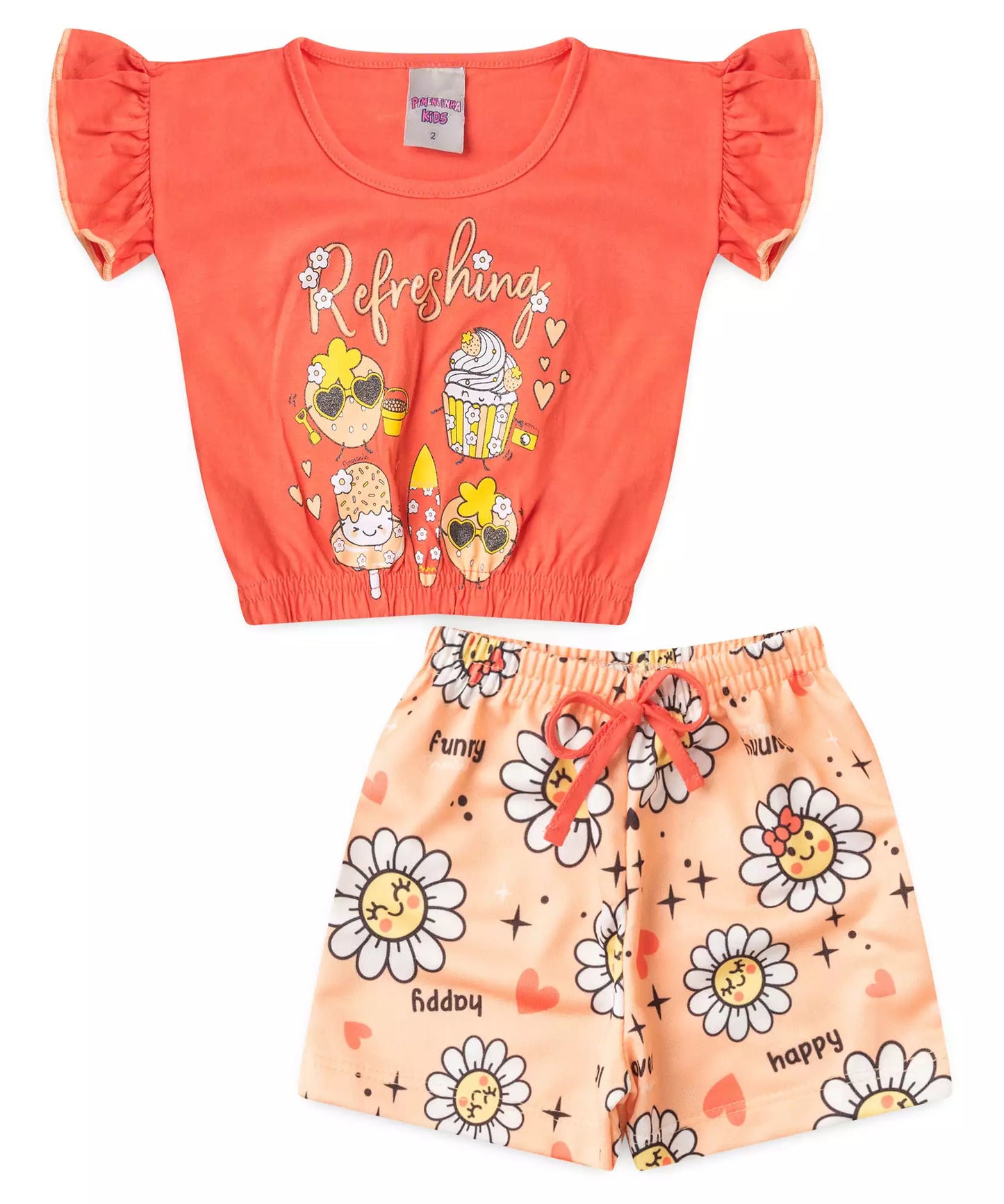 Conjunto de Verão para Menina Cupcake Salmão