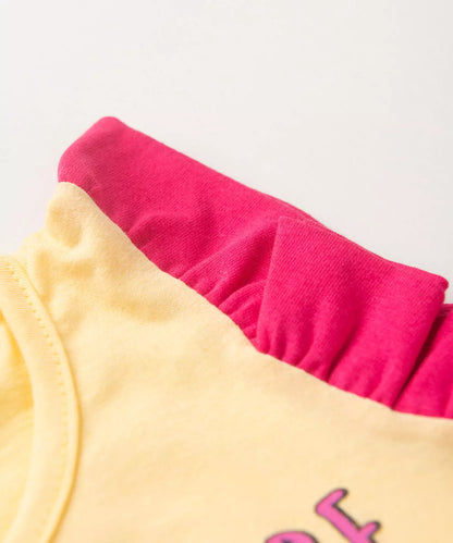 Conjunto de Verão para Menina Cute Cat Amarelo