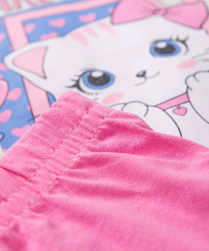 Conjunto de Verão para Menina Cute Cat Mescla