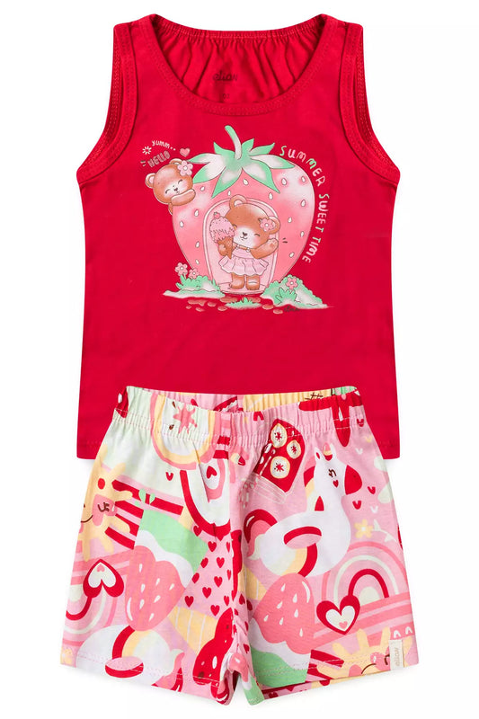 Conjunto de Verão para Menina Doçura de Verão Vermelho