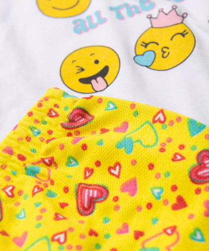 Conjunto de Verão para Menina Emoji Branco