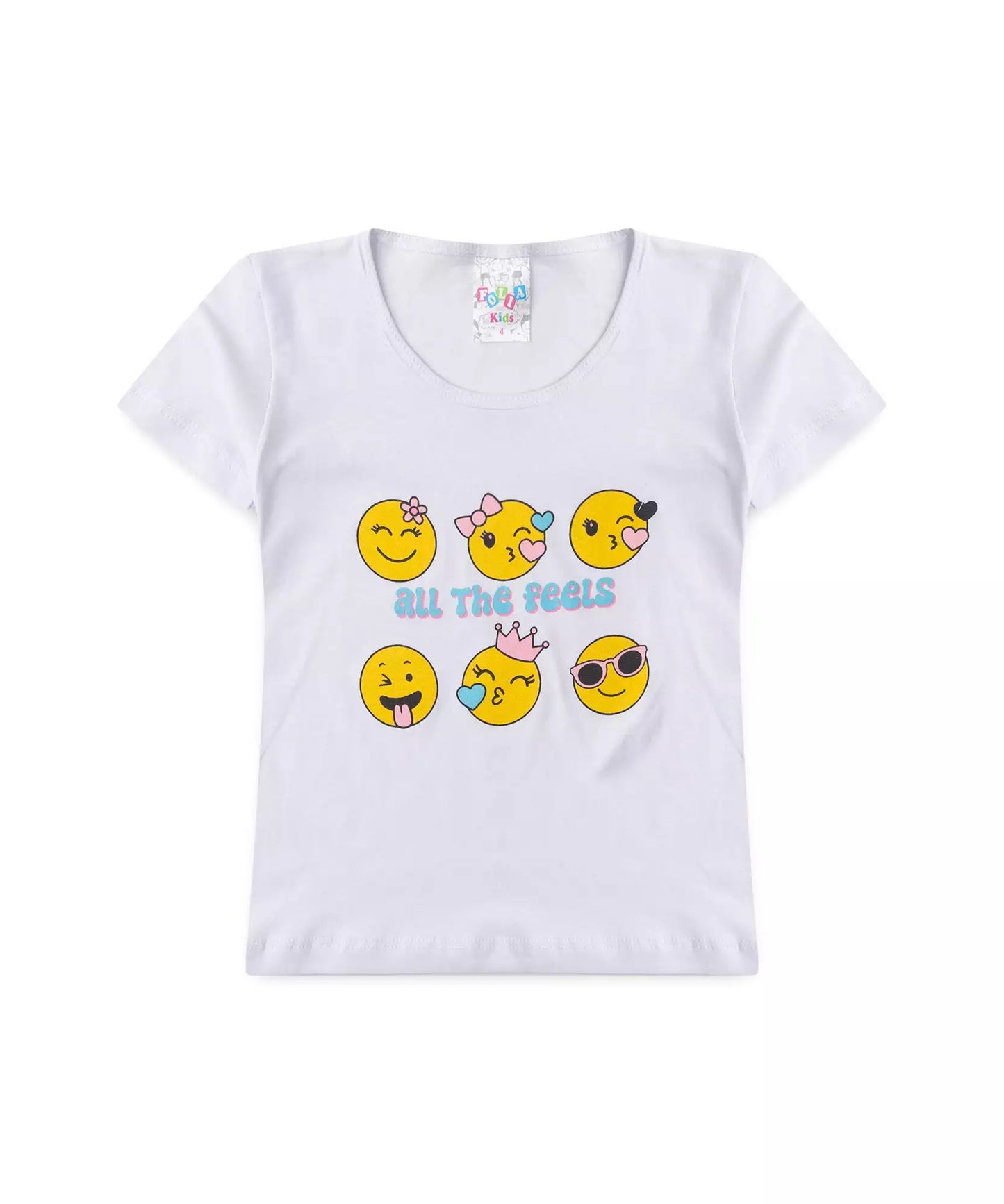 Conjunto de Verão para Menina Emoji Branco