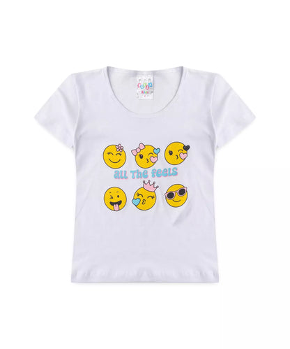 Conjunto de Verão para Menina Emoji Branco