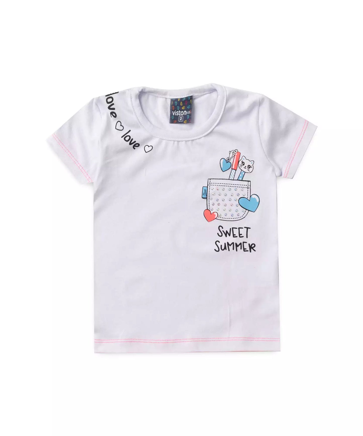 Conjunto de Verão para Menina Estampado Branco