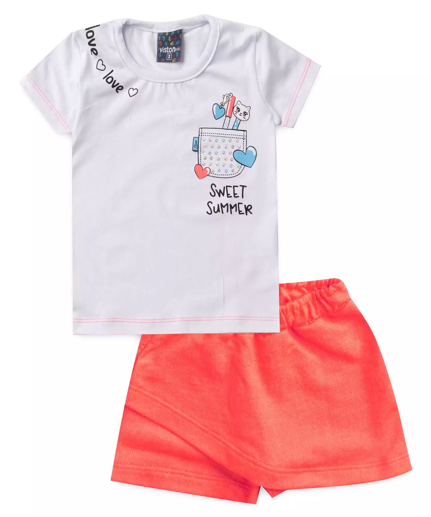 Conjunto de Verão para Menina Estampado Branco