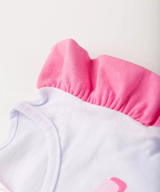 Conjunto de Verão para Menina Estampado com Glitter Branco