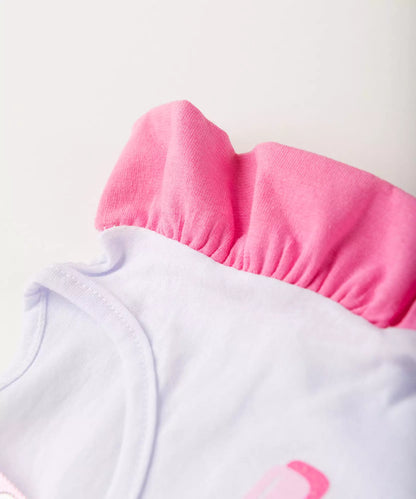 Conjunto de Verão para Menina Estampado com Glitter Branco