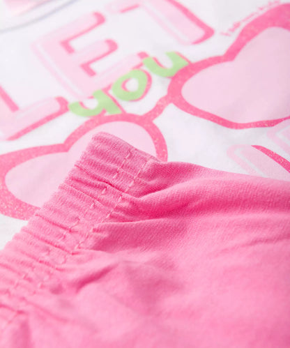 Conjunto de Verão para Menina Estampado com Glitter Branco