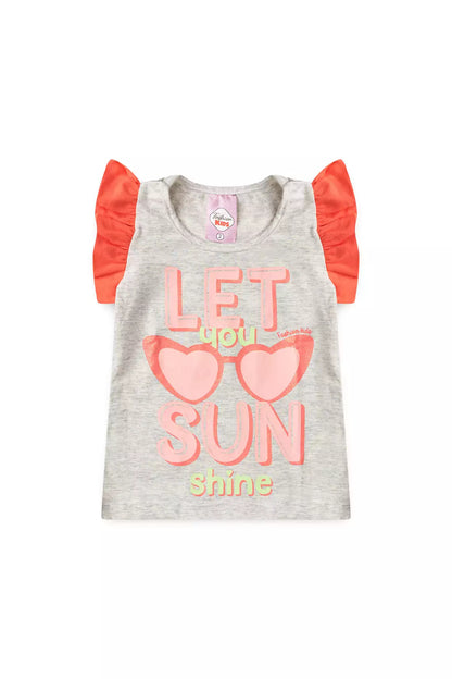 Conjunto de Verão para Menina Estampado com Glitter Mescla