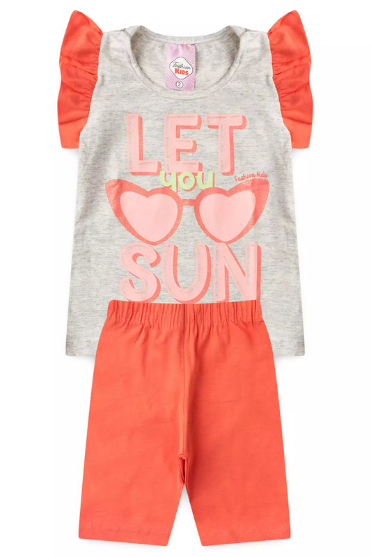 Conjunto de Verão para Menina Estampado com Glitter Mescla