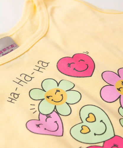 Conjunto de Verão para Menina Flores Amarelo
