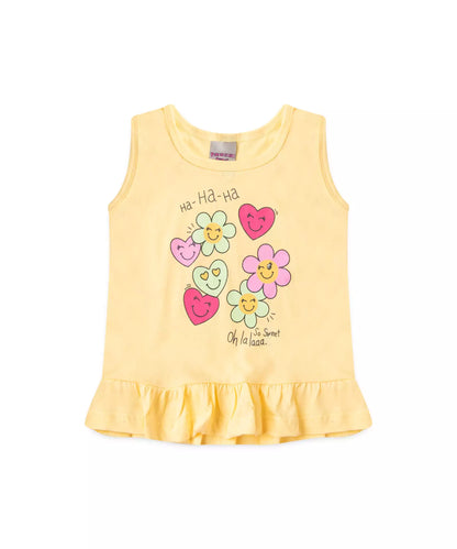 Conjunto de Verão para Menina Flores Amarelo