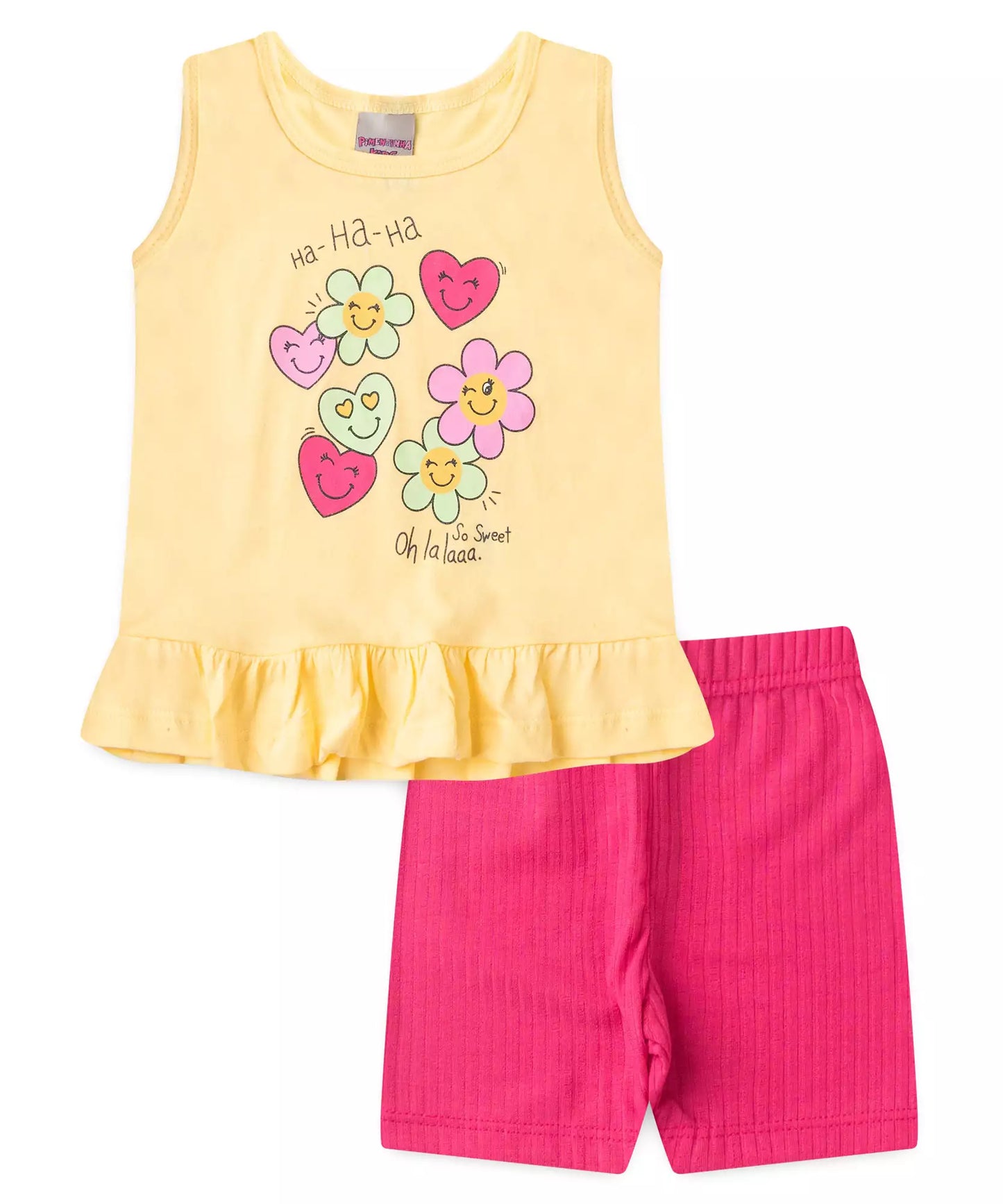 Conjunto de Verão para Menina Flores Amarelo