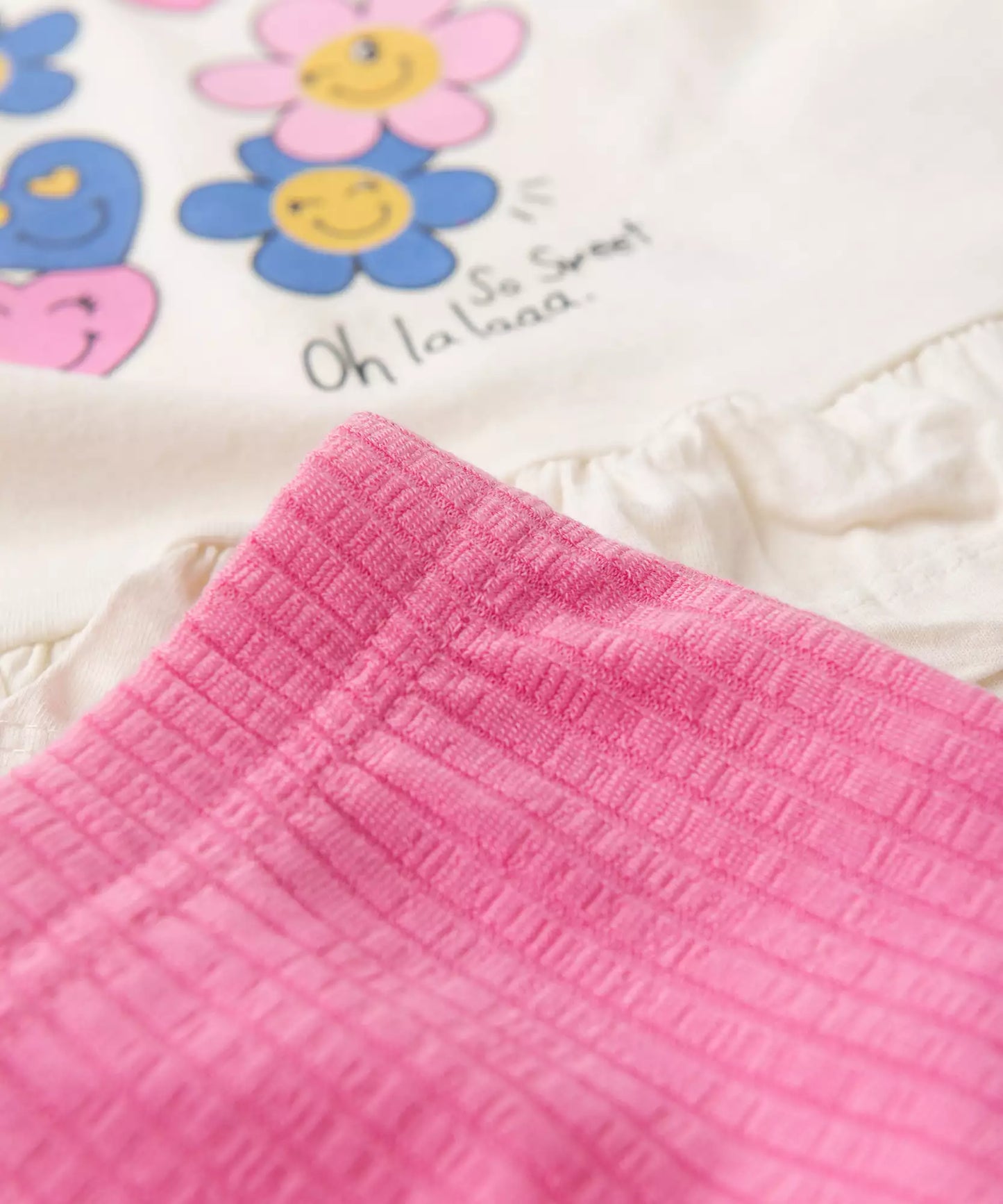 Conjunto de Verão para Menina Flores Marfim