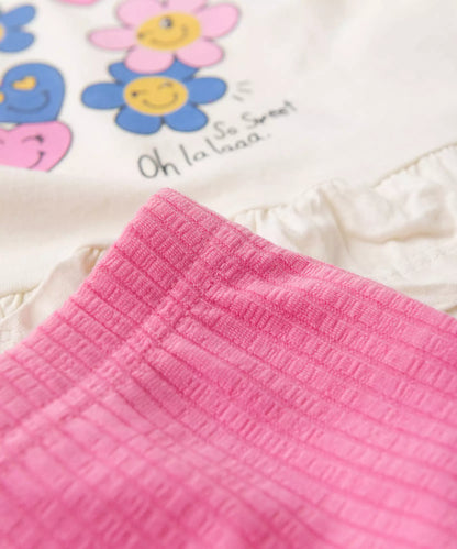 Conjunto de Verão para Menina Flores Marfim
