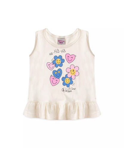 Conjunto de Verão para Menina Flores Marfim