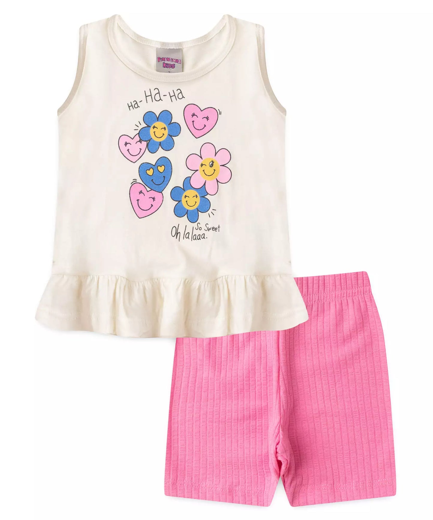 Conjunto de Verão para Menina Flores Marfim