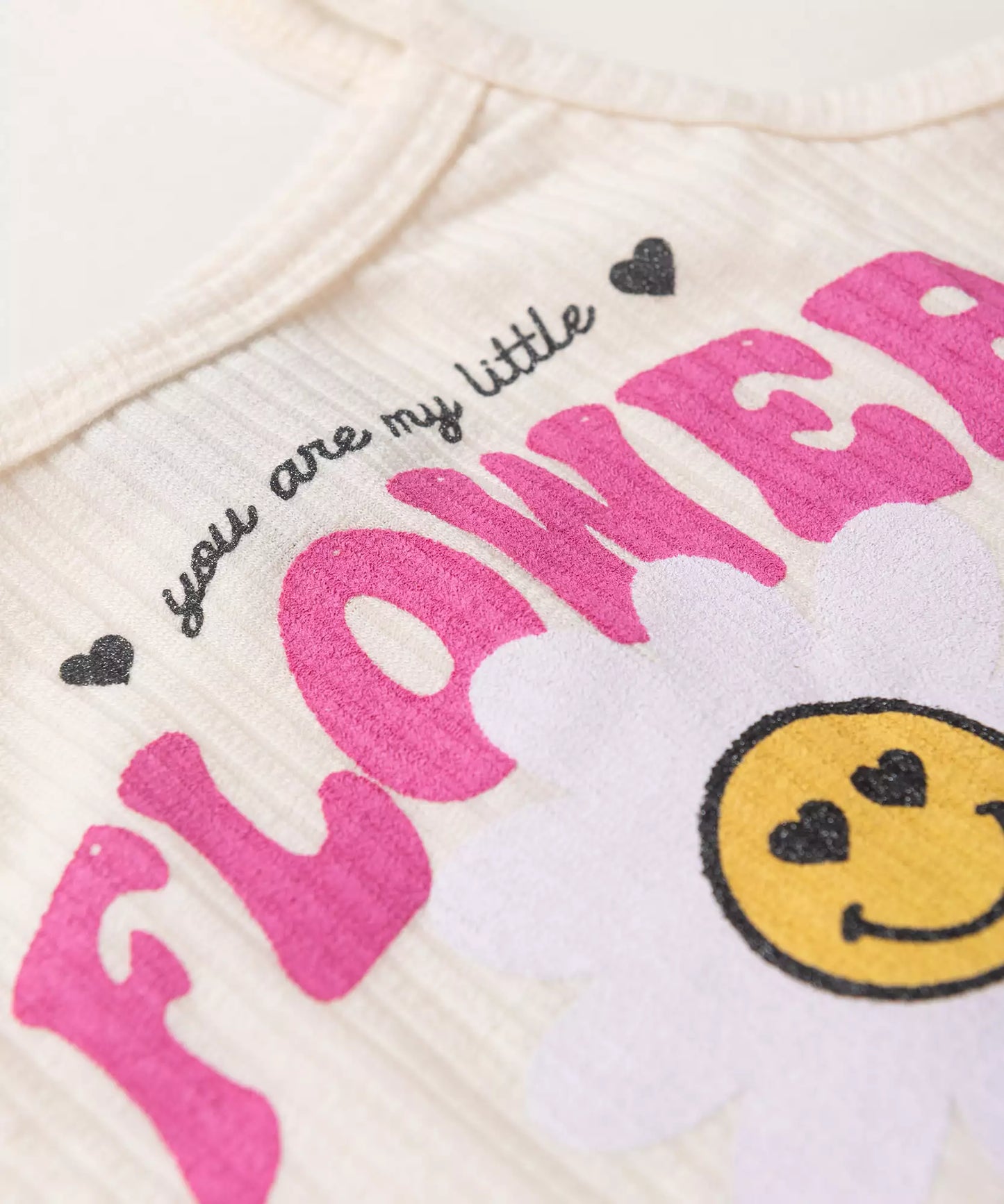 Conjunto de Verão para Menina Flower Marfim