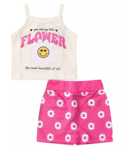 Conjunto de Verão para Menina Flower Marfim