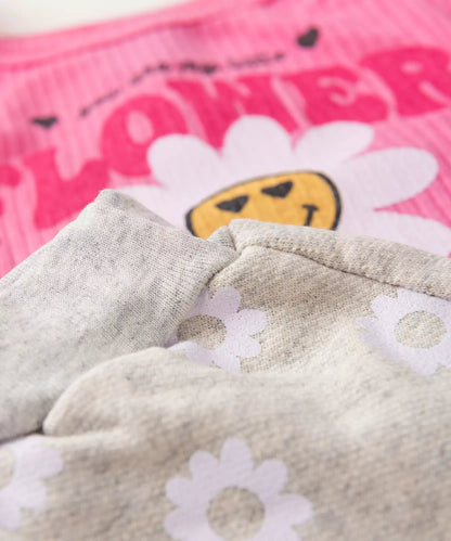 Conjunto de Verão para Menina Flower Rosa