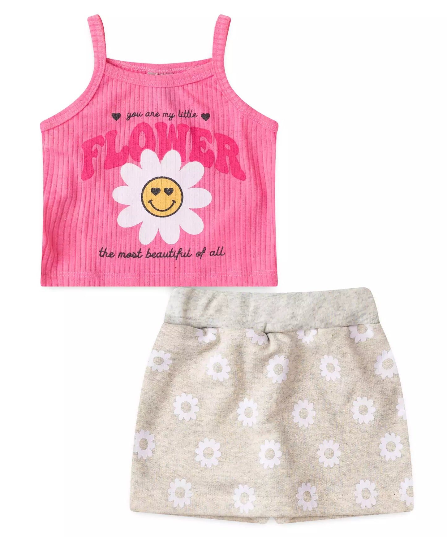 Conjunto de Verão para Menina Flower Rosa