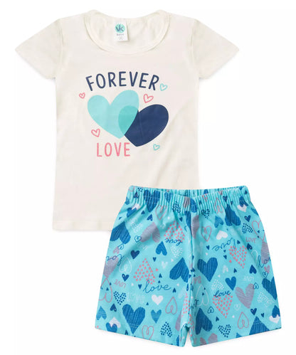 Conjunto de Verão para Menina Forever Love Branco