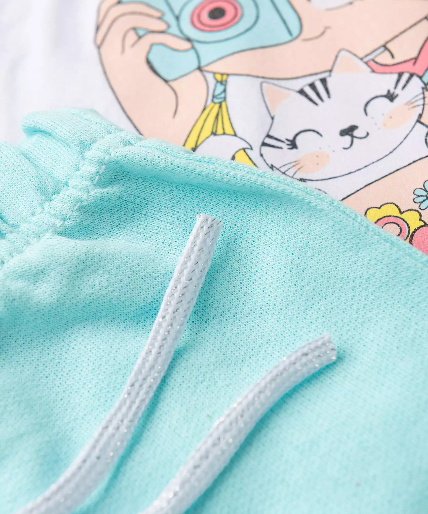 Conjunto de Verão para Menina Foto Gatinho Branco