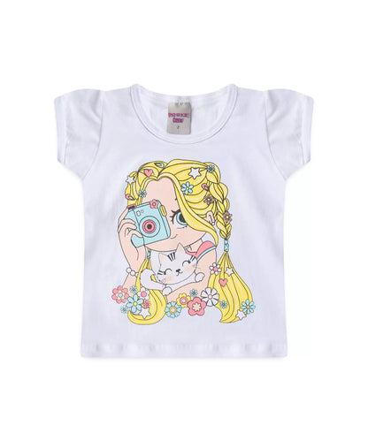 Conjunto de Verão para Menina Foto Gatinho Branco