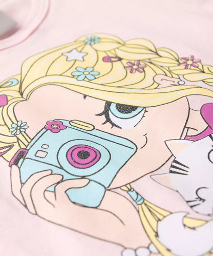 Conjunto de Verão para Menina Foto Gatinho Rosa