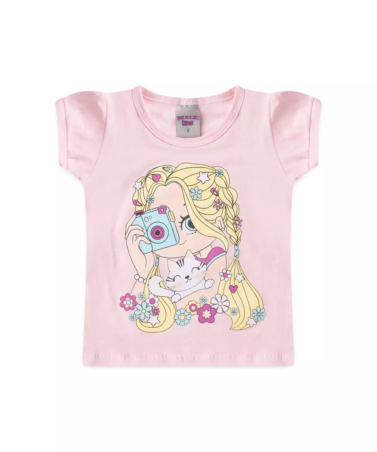 Conjunto de Verão para Menina Foto Gatinho Rosa