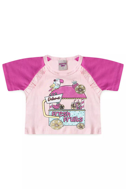 Conjunto de Verão para Menina Fresh Fruits Rosa