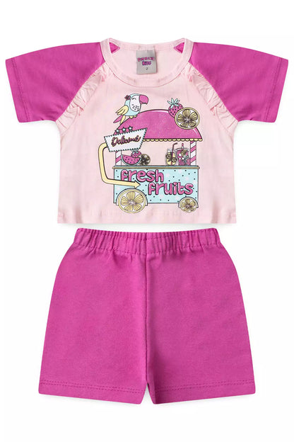 Conjunto de Verão para Menina Fresh Fruits Rosa