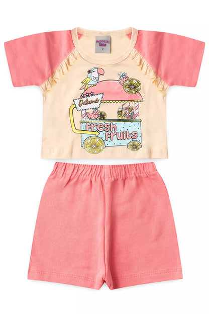 Conjunto de Verão para Menina Fresh Fruits Salmão