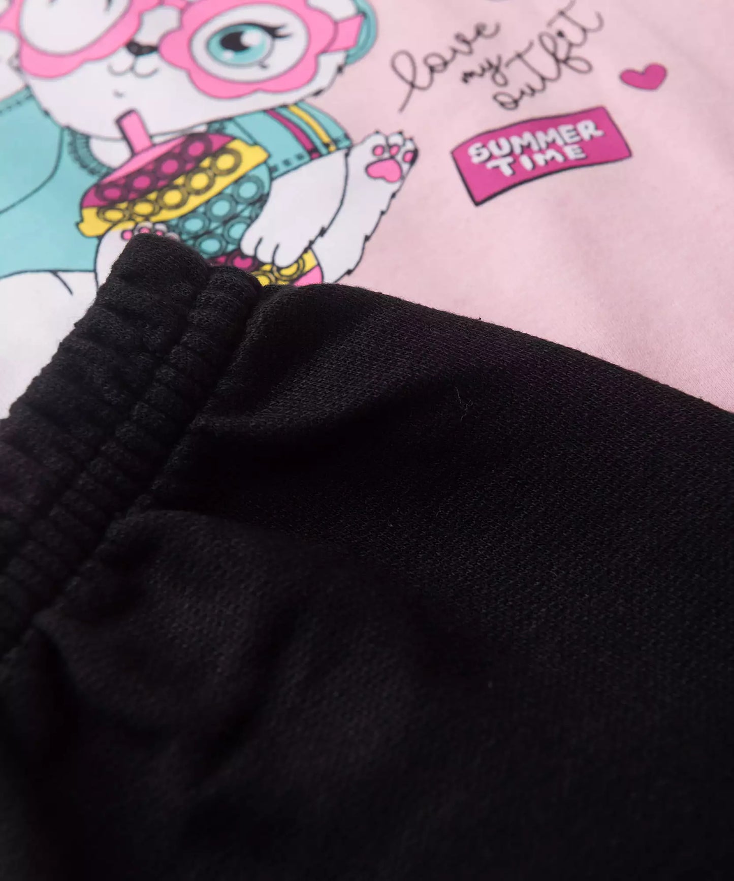 Conjunto de Verão para Menina Fresh Gatinha Rosa