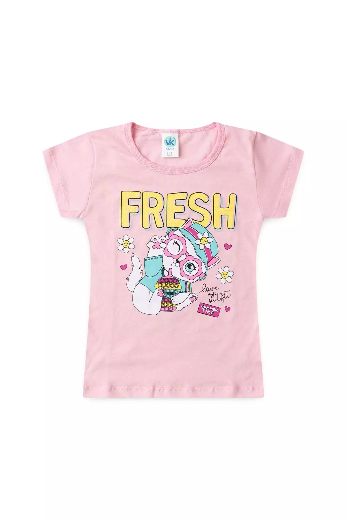 Conjunto de Verão para Menina Fresh Gatinha Rosa