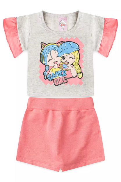 Conjunto de Verão para Menina Gamer Girl Mescla