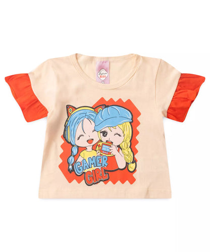 Conjunto de Verão para Menina Gamer Girl Salmão