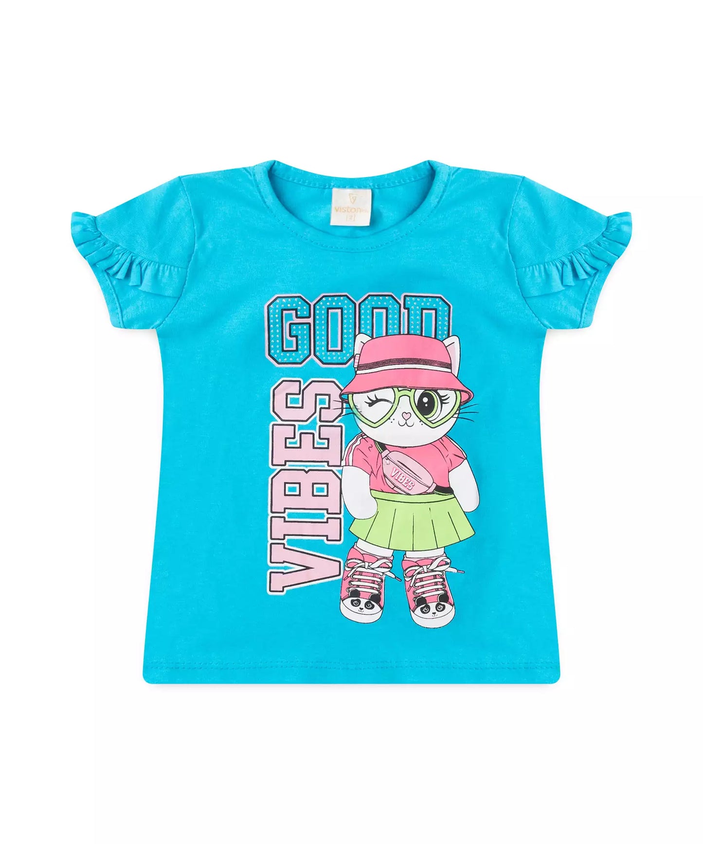 Conjunto de Verão para Menina Gatinha Azul