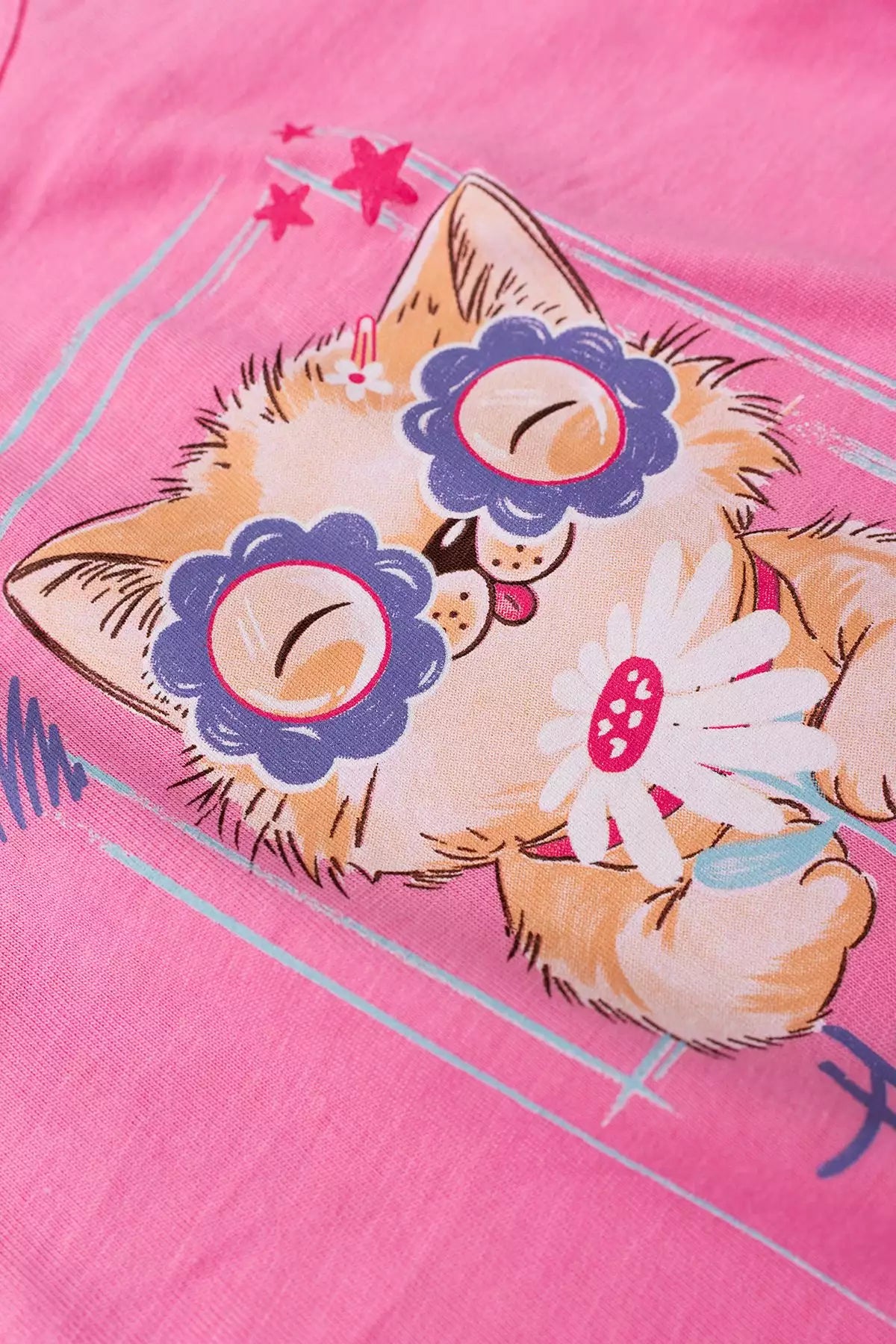 Conjunto de Verão para Menina Gatinha Charmosa Rosa